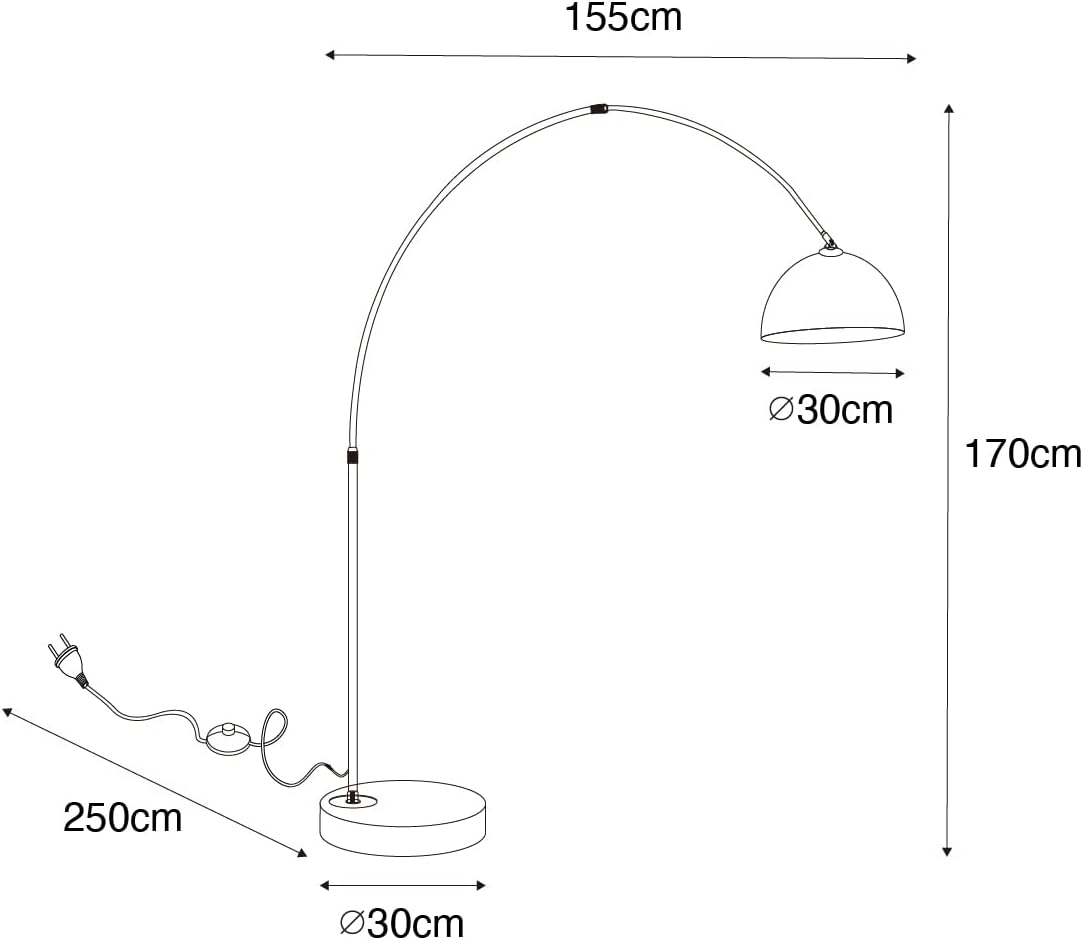 Qazqa - Moderne Bogenlampe aus Messing mit klarem Glas - Arc I Wohnzimmer I Schlafzimmer - Stahl Länglich - LED geeignet E27