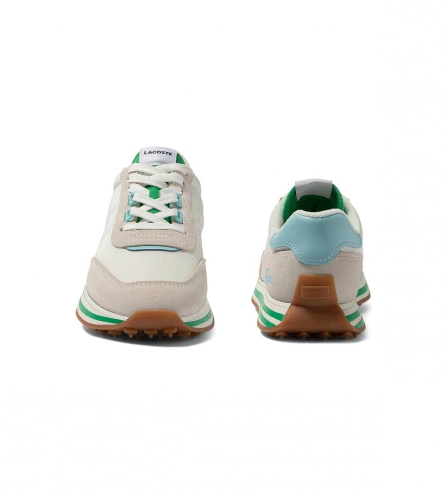 Tênis Lacoste L-Spin Textile Heel Pop em couro bege