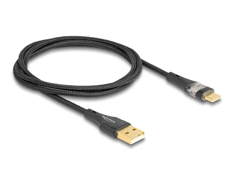 Delock USB 2.0-Kabel Schnelladefunktion 60W USB A - USB C 1 Delock USB 2.0 Kabel Typ-A Stecker zu USB Type-C Stecker mit Schnellladefunktion 60 W transparent 1 m