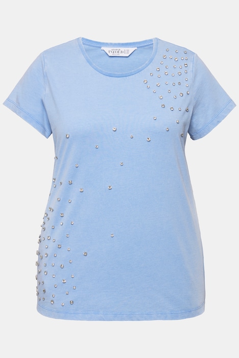 T-Shirt, Classic Shape, Vintage Look, Strass