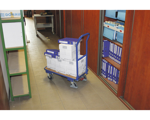 Transportwagen met inklapbare handgreep Classic-Line 900x600 mm staalblauw draagvermogen 250 kg