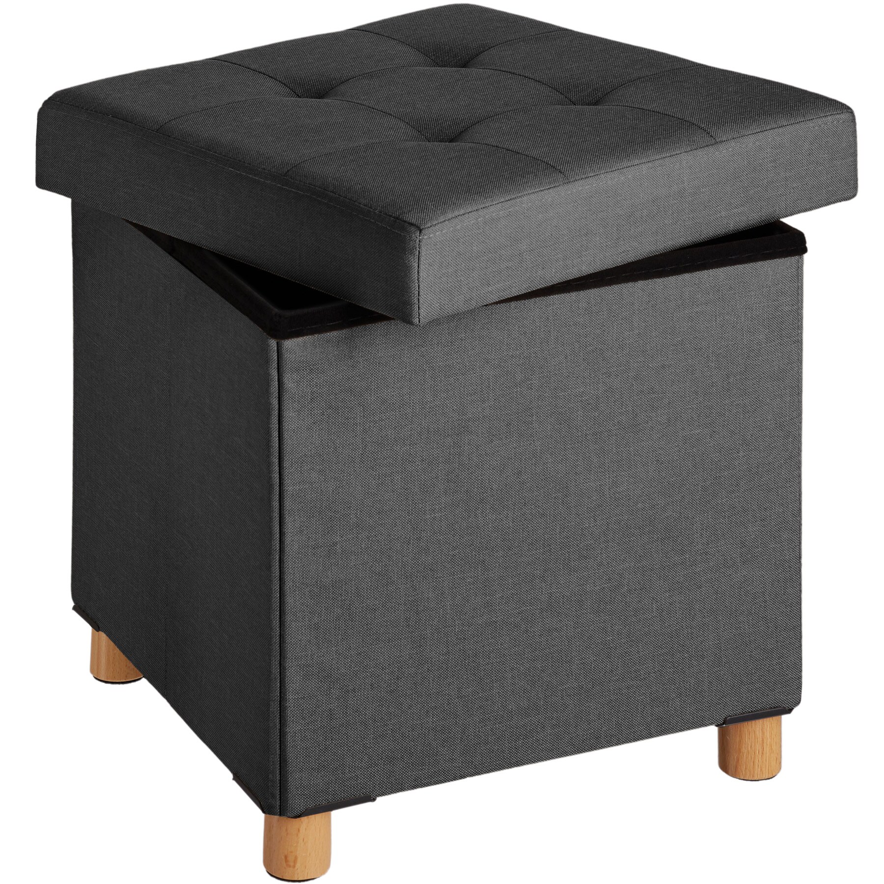 tectake® Sitzhocker, faltbar, in Leinenoptik, 38 x 38 x 40 cm