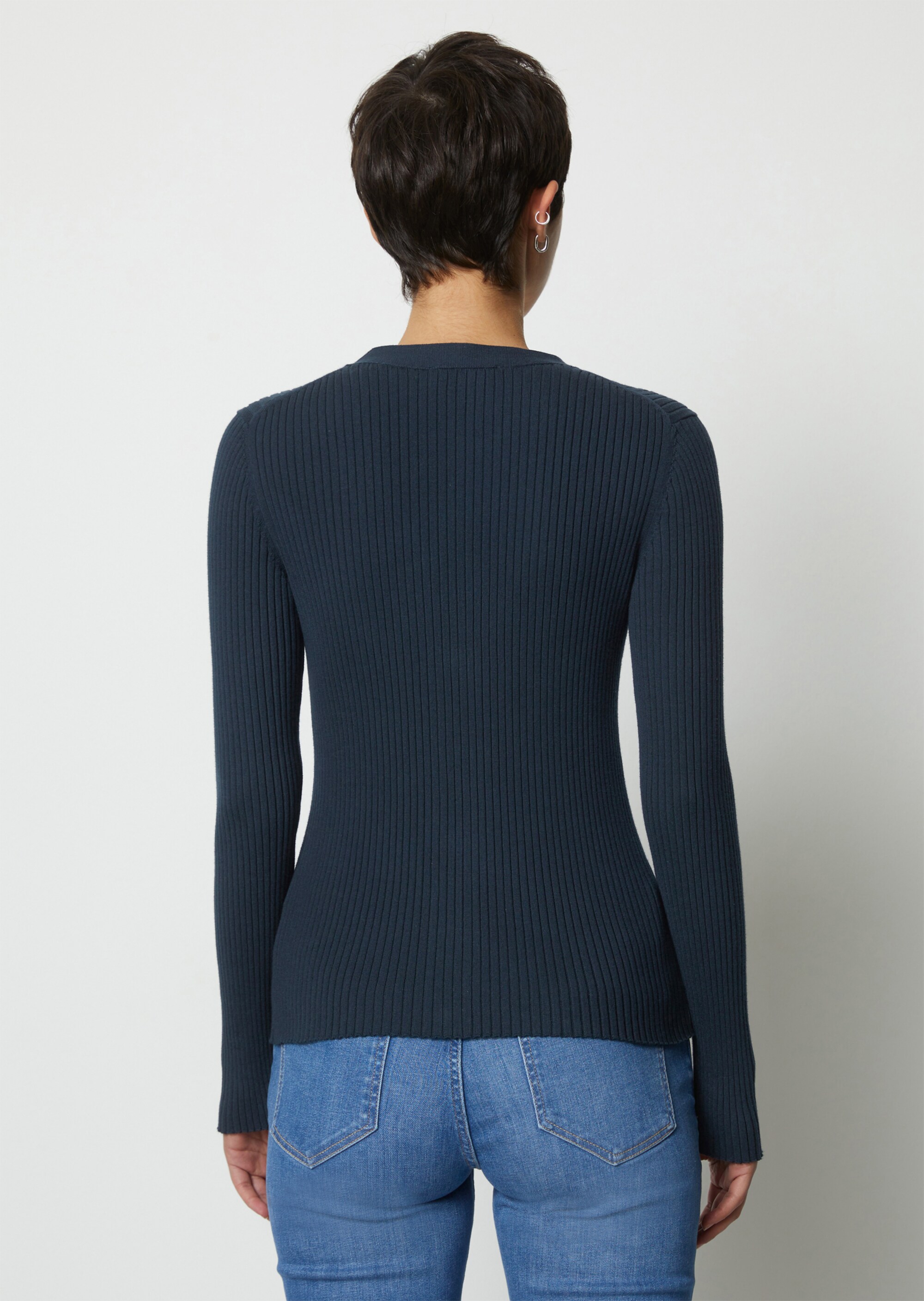 V-Neck-Cardigan slim aus Organic Cotton-Mix
