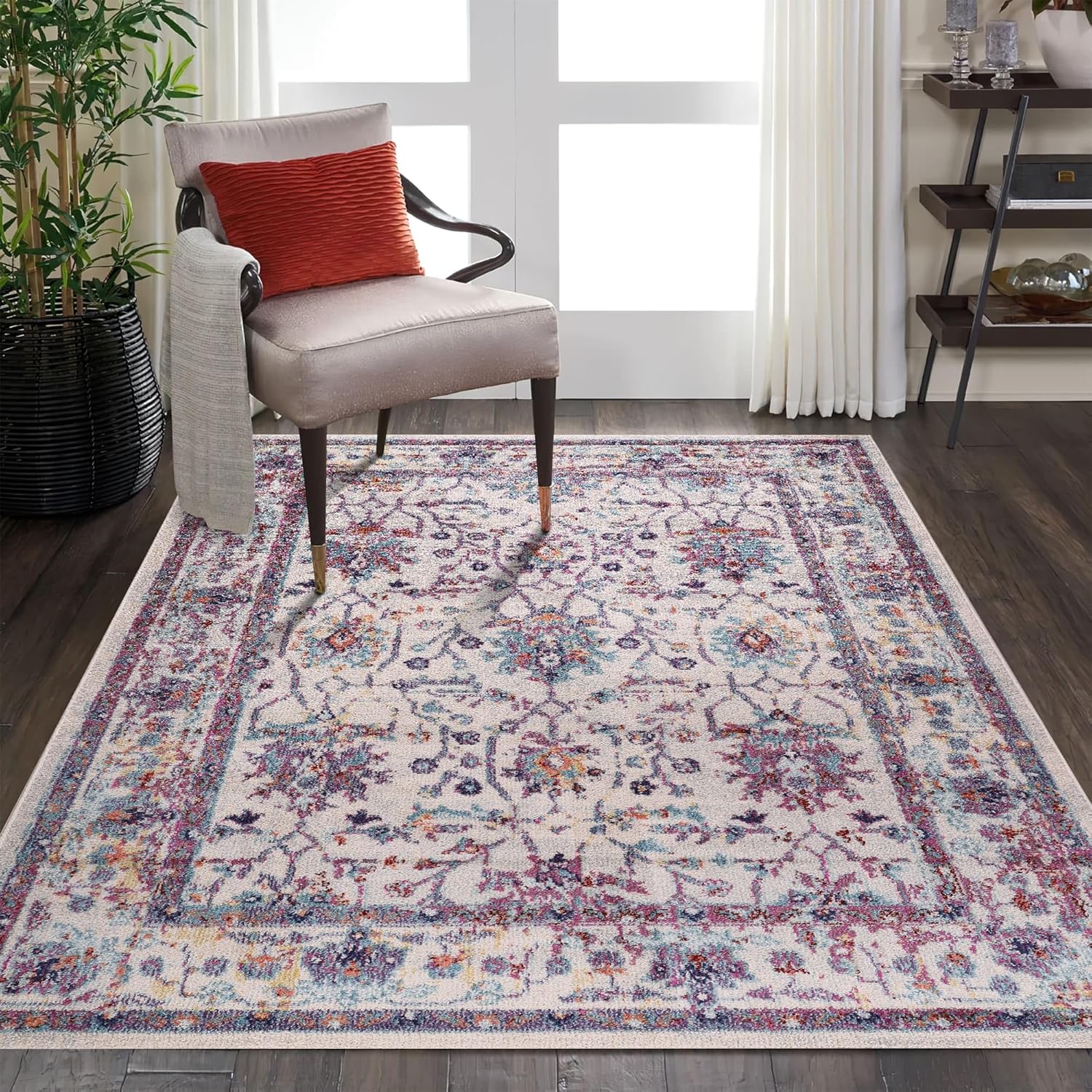 Wilton Vintage-Teppich für Wohnzimmer, weicher und strapazierfähiger Teppich, Kinder- und haustierfreundlich, gewebt, klassisches Medaillon-Design im Used-Look für Schlafzimmer, Flur und