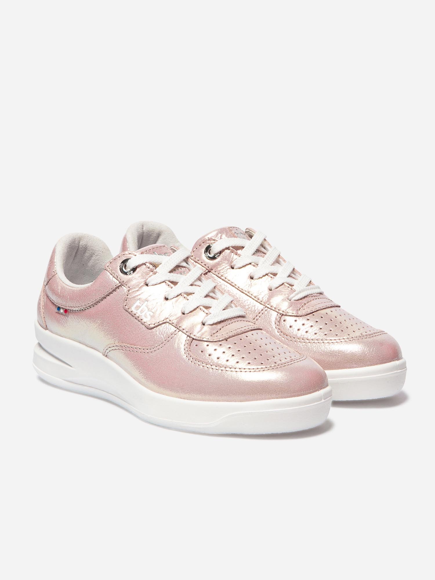 Baskets Femme Fabriquées en France Cuir Rose Brillant