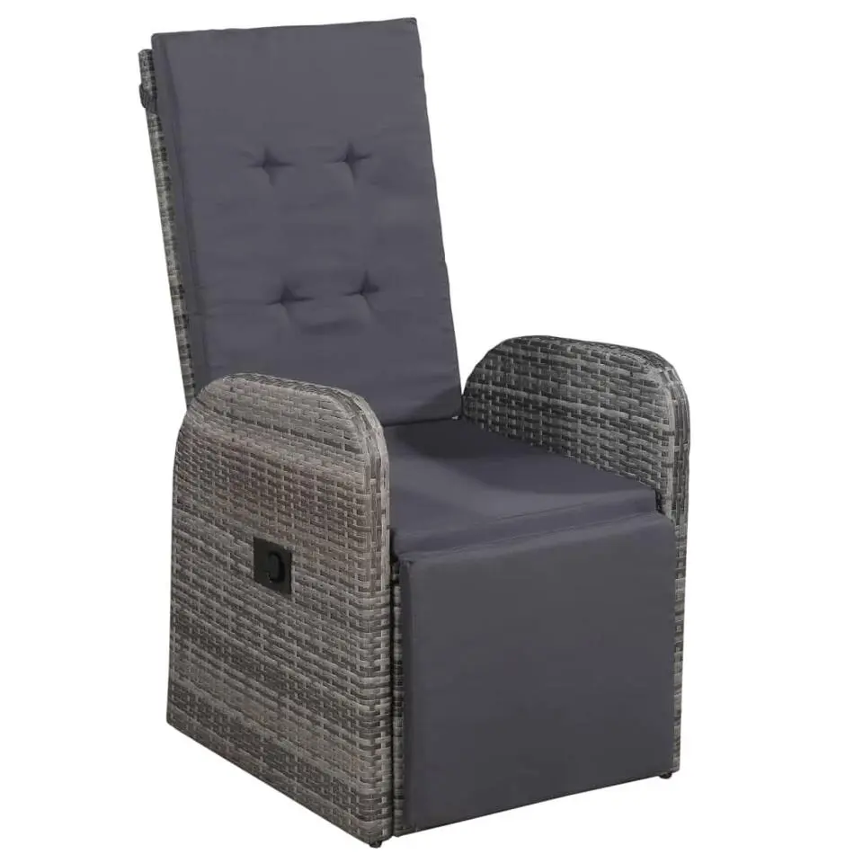 vidaXL - Grijs Tuinset - 4 verstelbaar stoelen en 85x85 cm tafel - Poly rattan