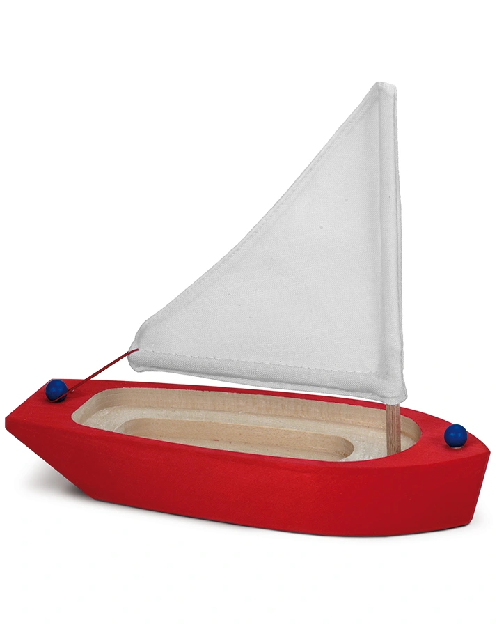 Holzboot SEGELSCHIFF in rot