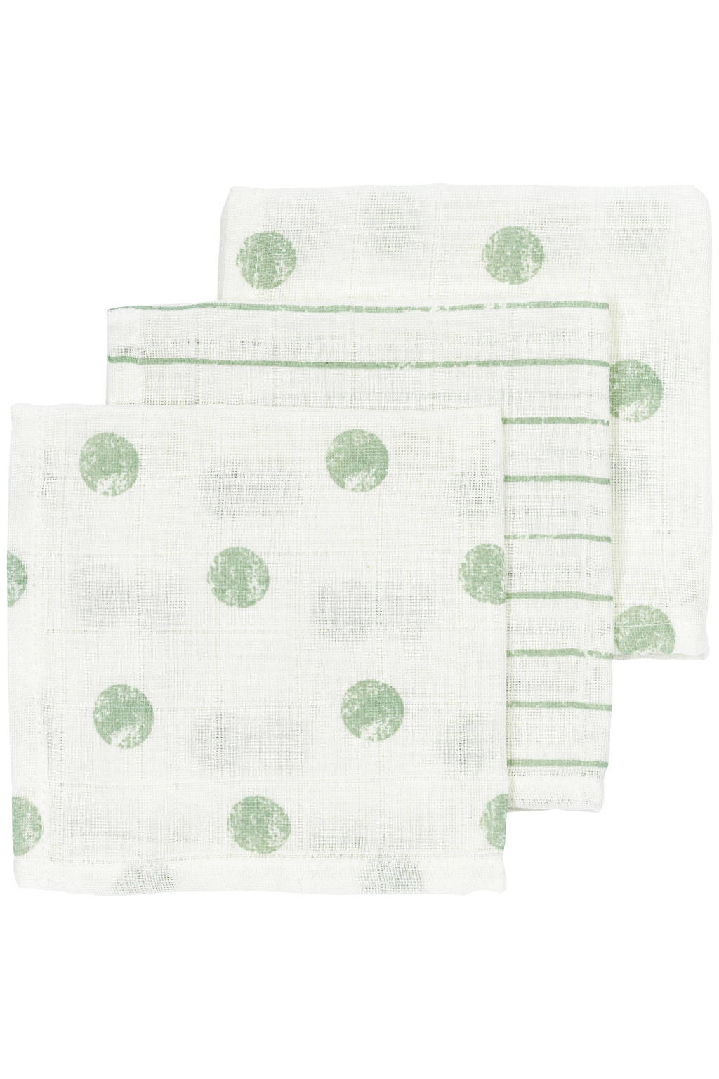 hydrofiele monddoekjes 30x30cm - set van 3 Dot Stripe/Soft Green