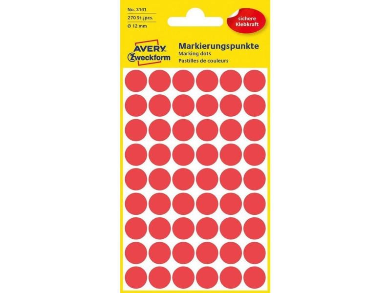 Avery Zweckform Klebepunkte 12 mm Rot Markierungspunkte Sticker