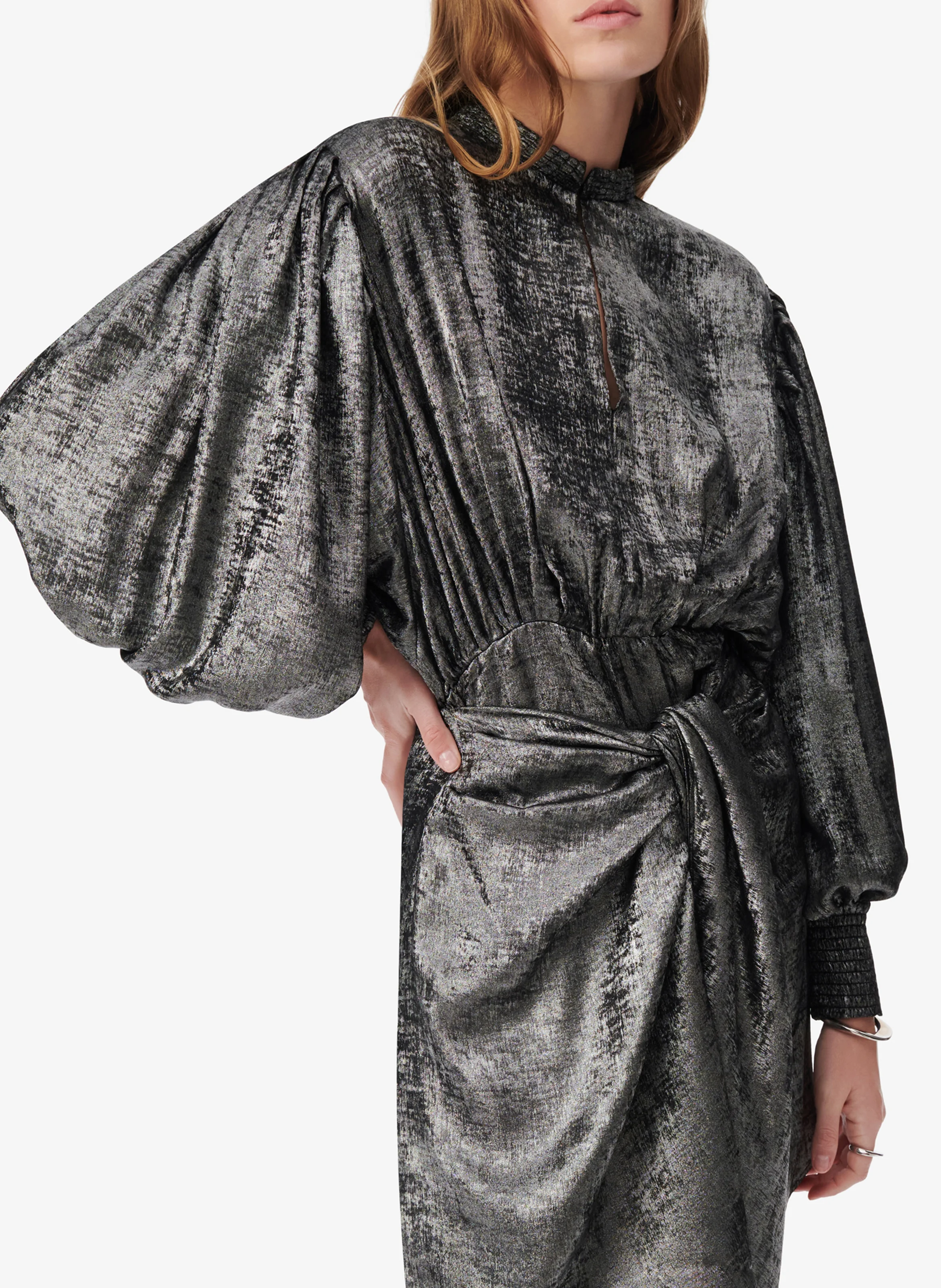 CLARIBEL - Robe courte cintrée à col rond | Argent