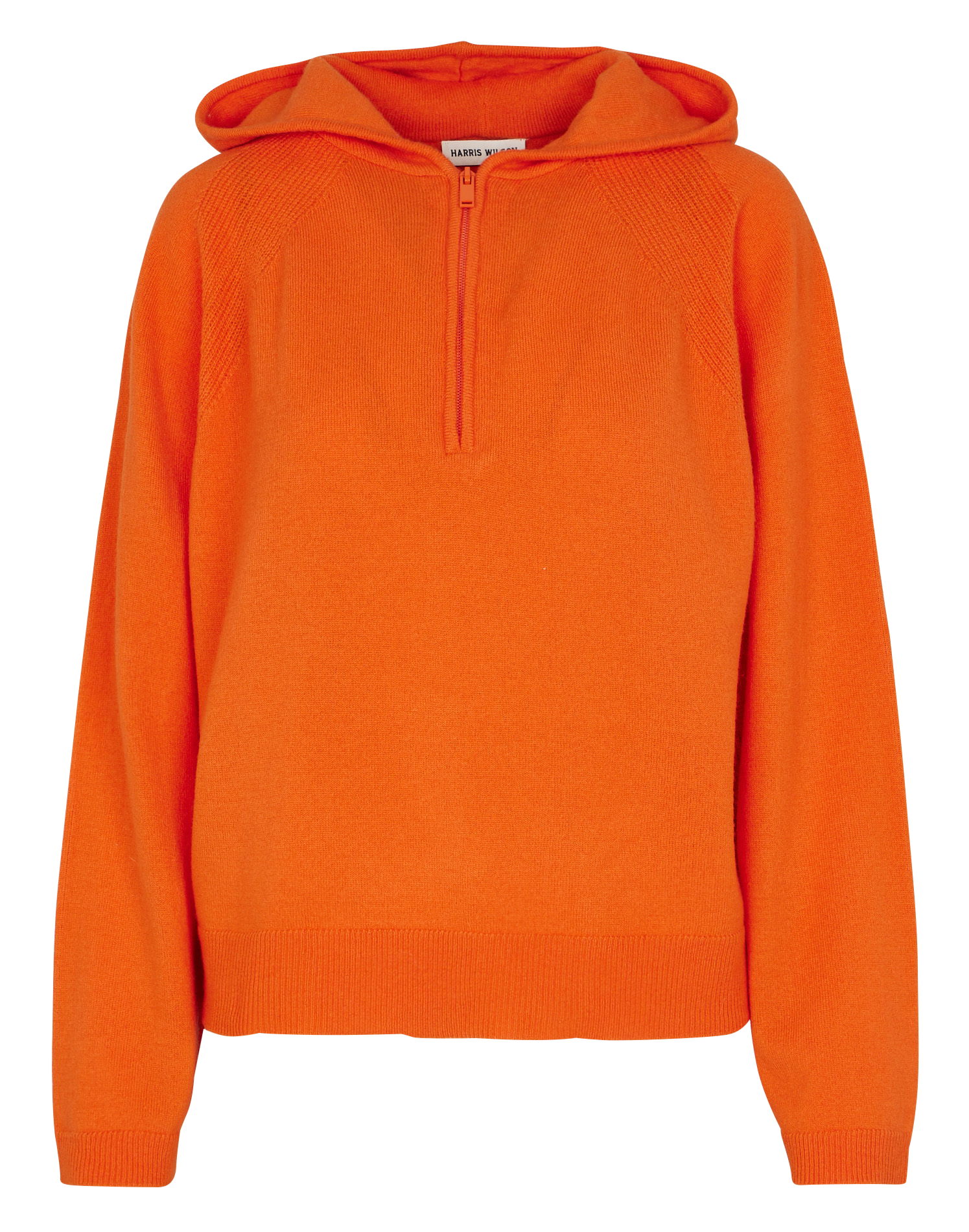 EMILE - Pull à capuche zippé en laine mérinos | Orange