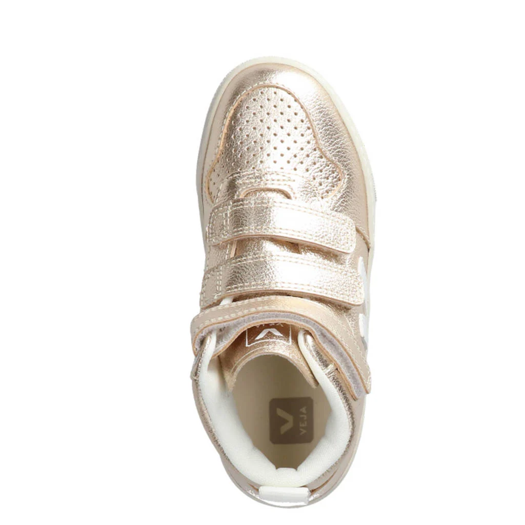 Veja Small V-10 Midgevoerde leren sneakers champagne