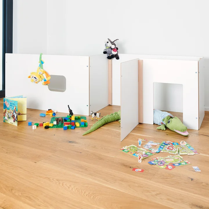 Tojo - wand Kinderspielhaus und Raumtrenner, weiss / Buche