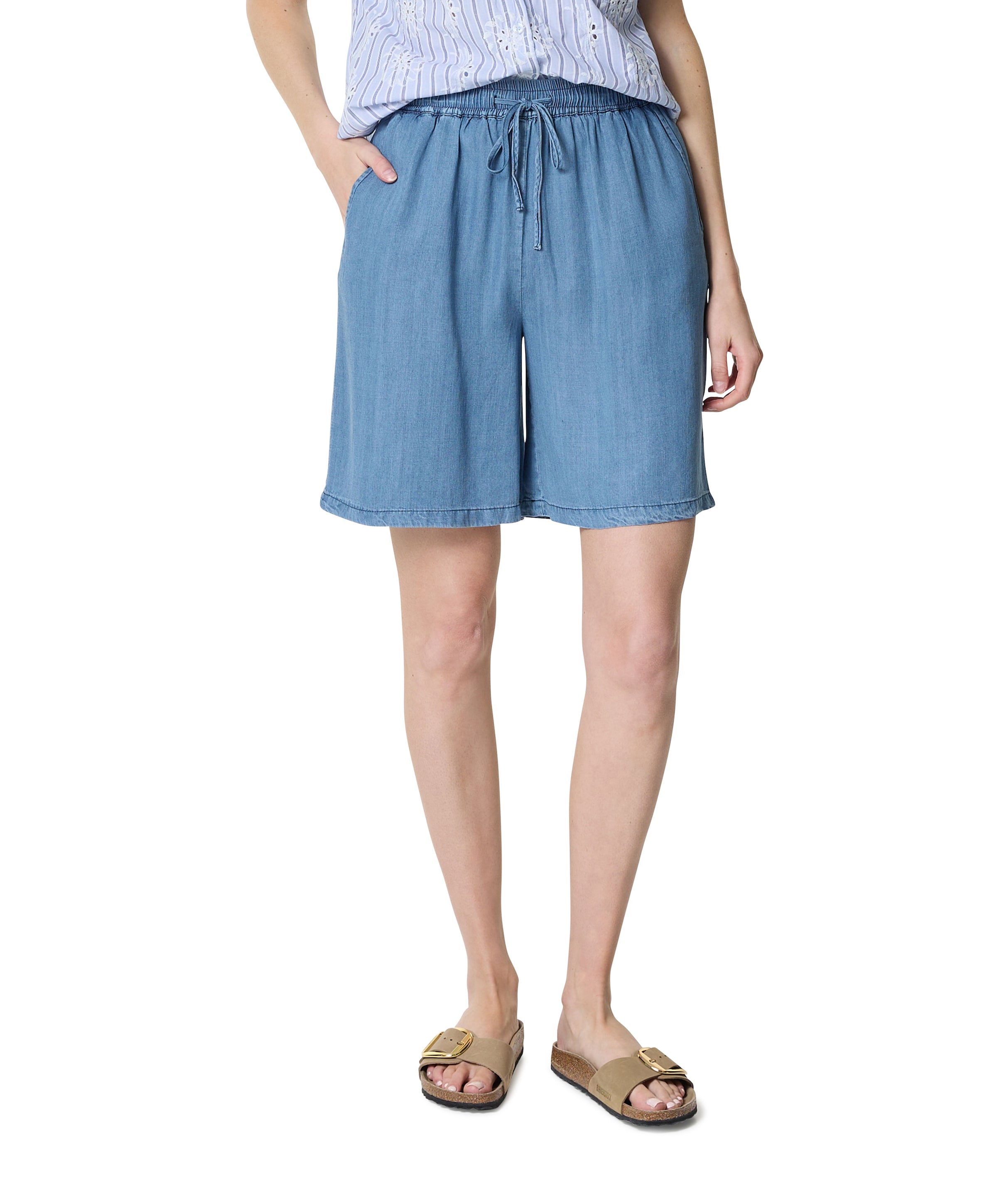 Enjoy Bermuda tencel dames korte broek blauw