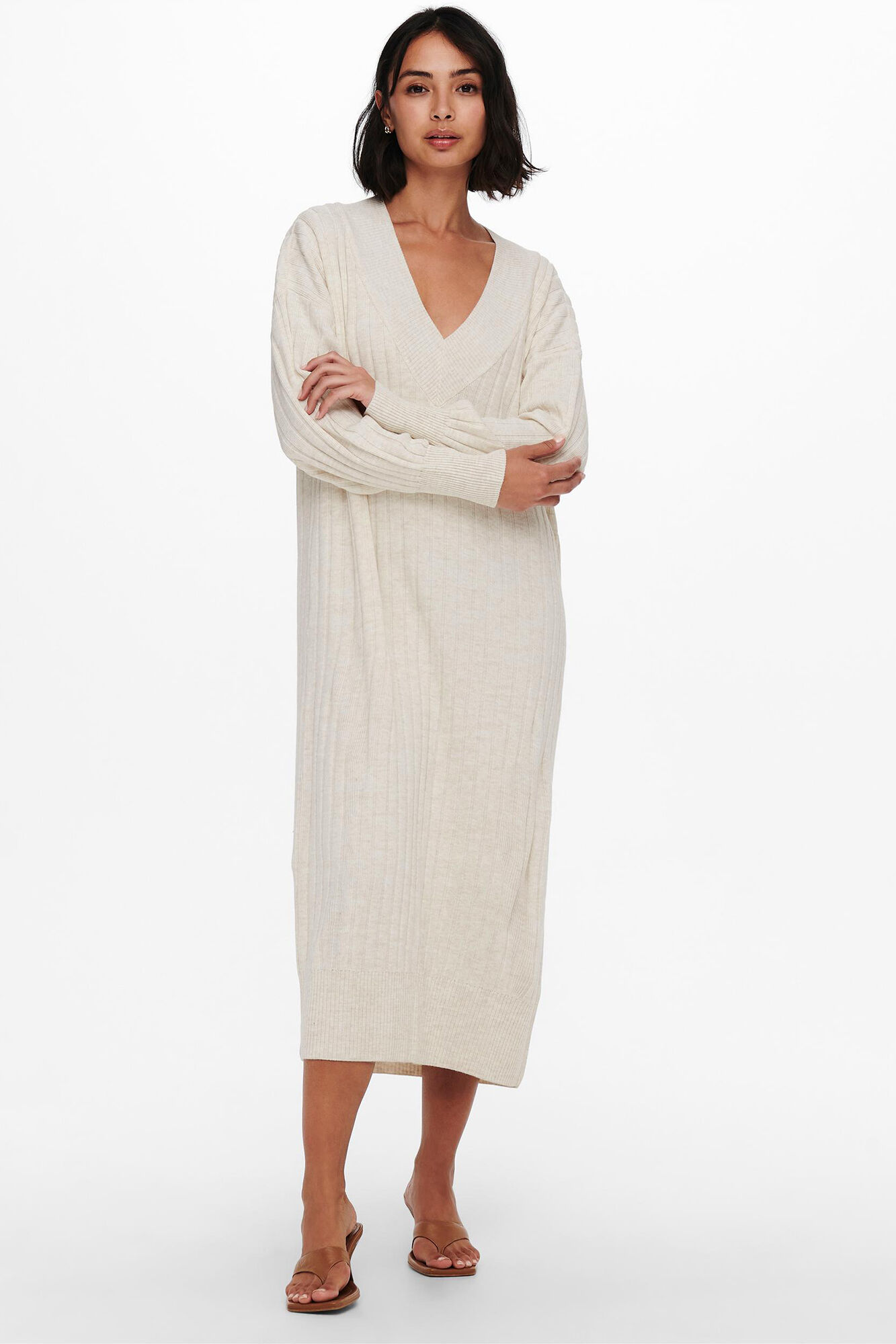 vestido midi de tricô