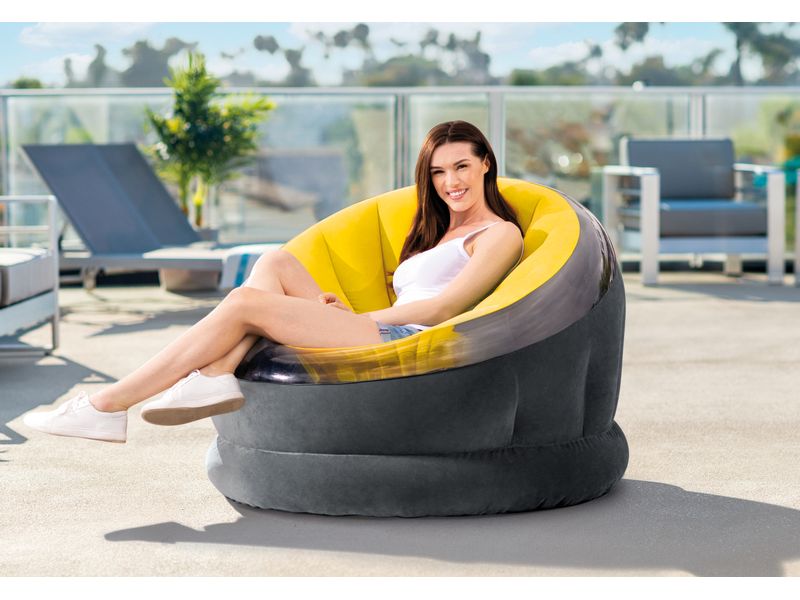 Intex Aufblasbarer Sessel Empire 112 x 109 cm, Gelb, Schwar Bequemer Luftsessel