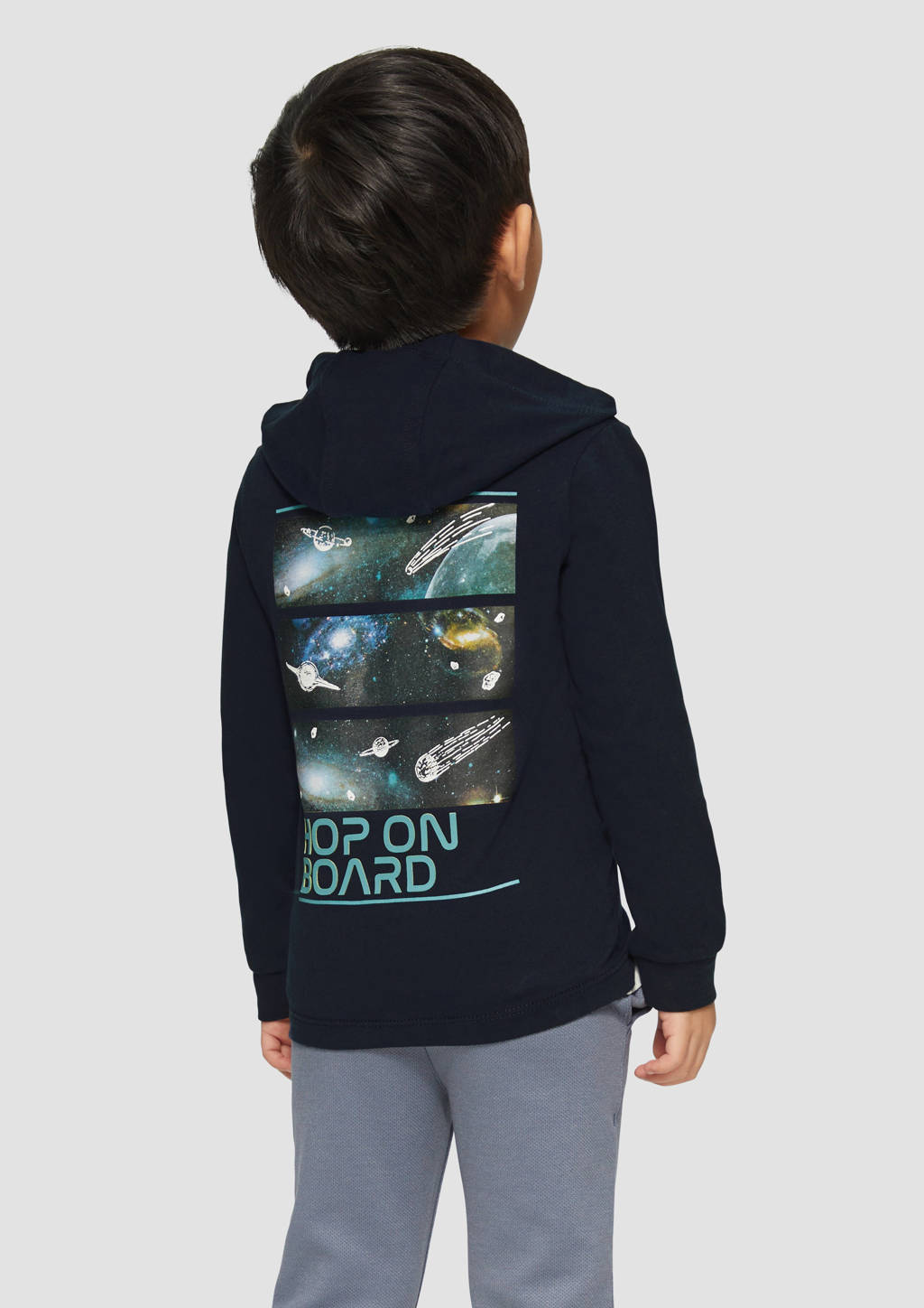 s.Oliver sweater met backprint donkerblauw