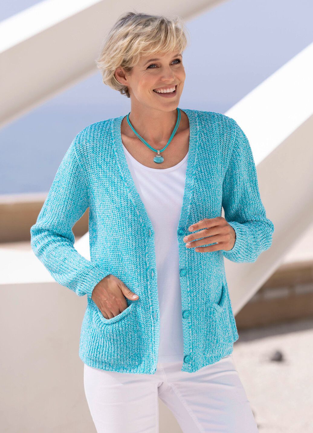 Strickjacke in Perlfang