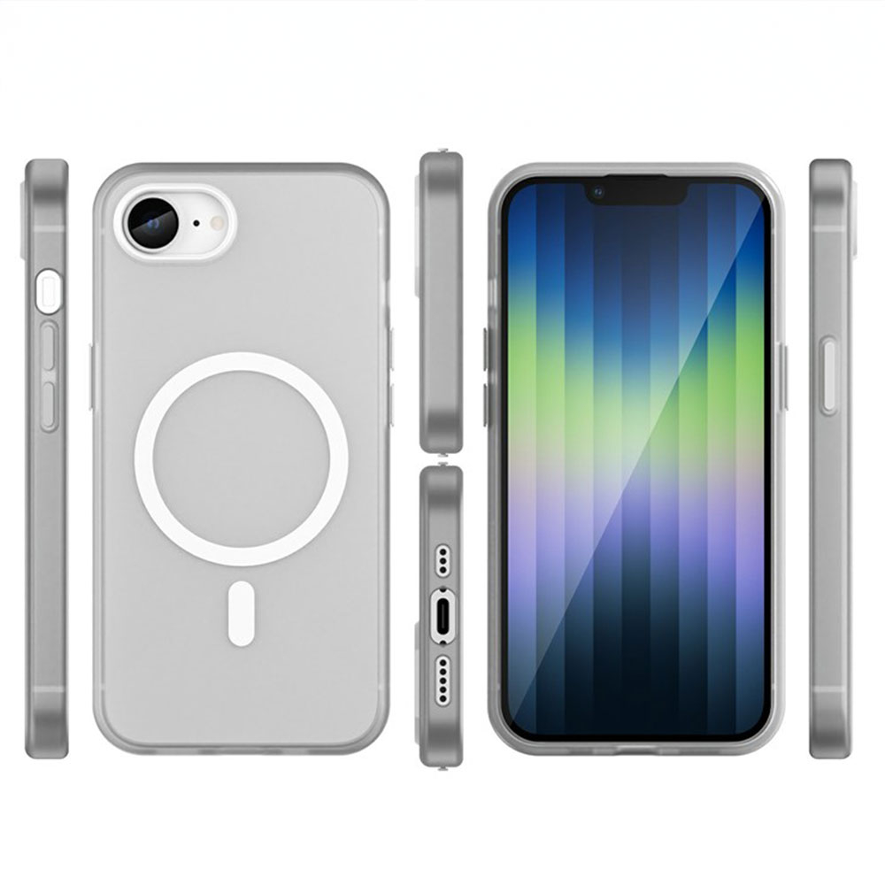 iPhone 16e MagSafe Hybrid Hülle TPU Bumper Slim Design Matt - Weiss / Transparent