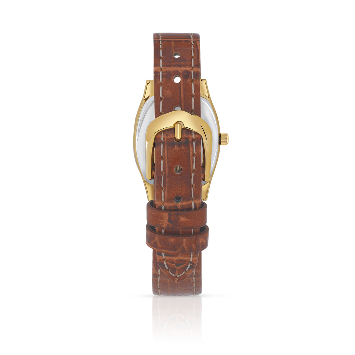 Montre femme acier doré bracelet cuir marron