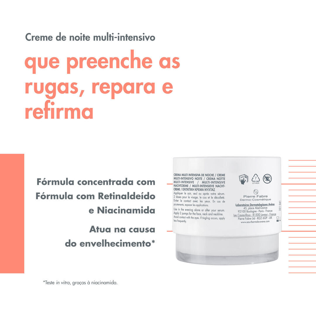 AVENE  Hyaluron Activ B3 Creme de Noite Antienvelhecimento - 40ml