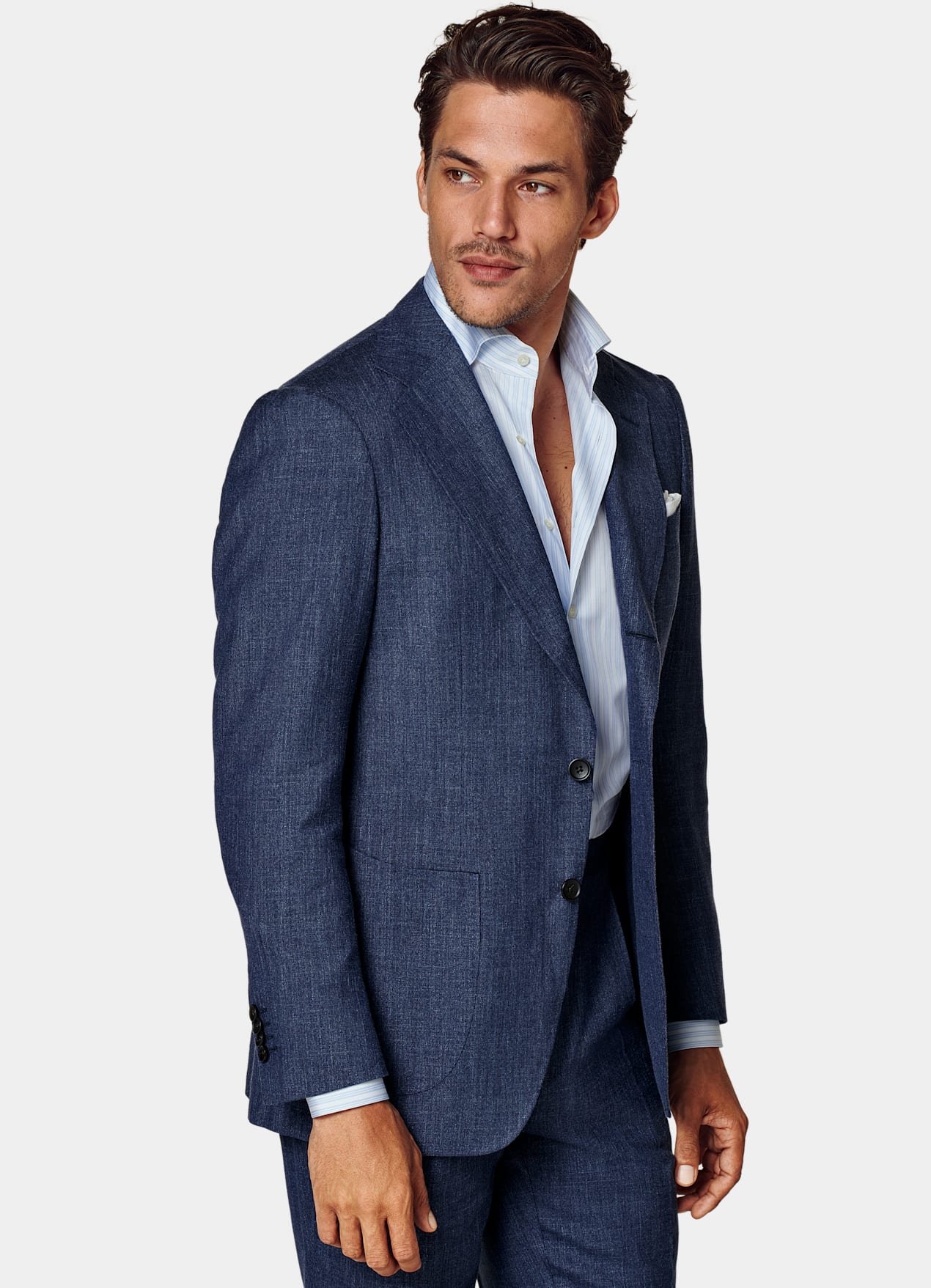 Costume Havana coupe Tailored bleu moyen