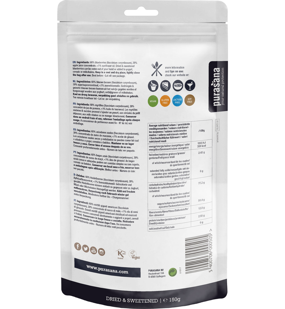 Purasana Blauwe Bessen – Vegan (150 gr)