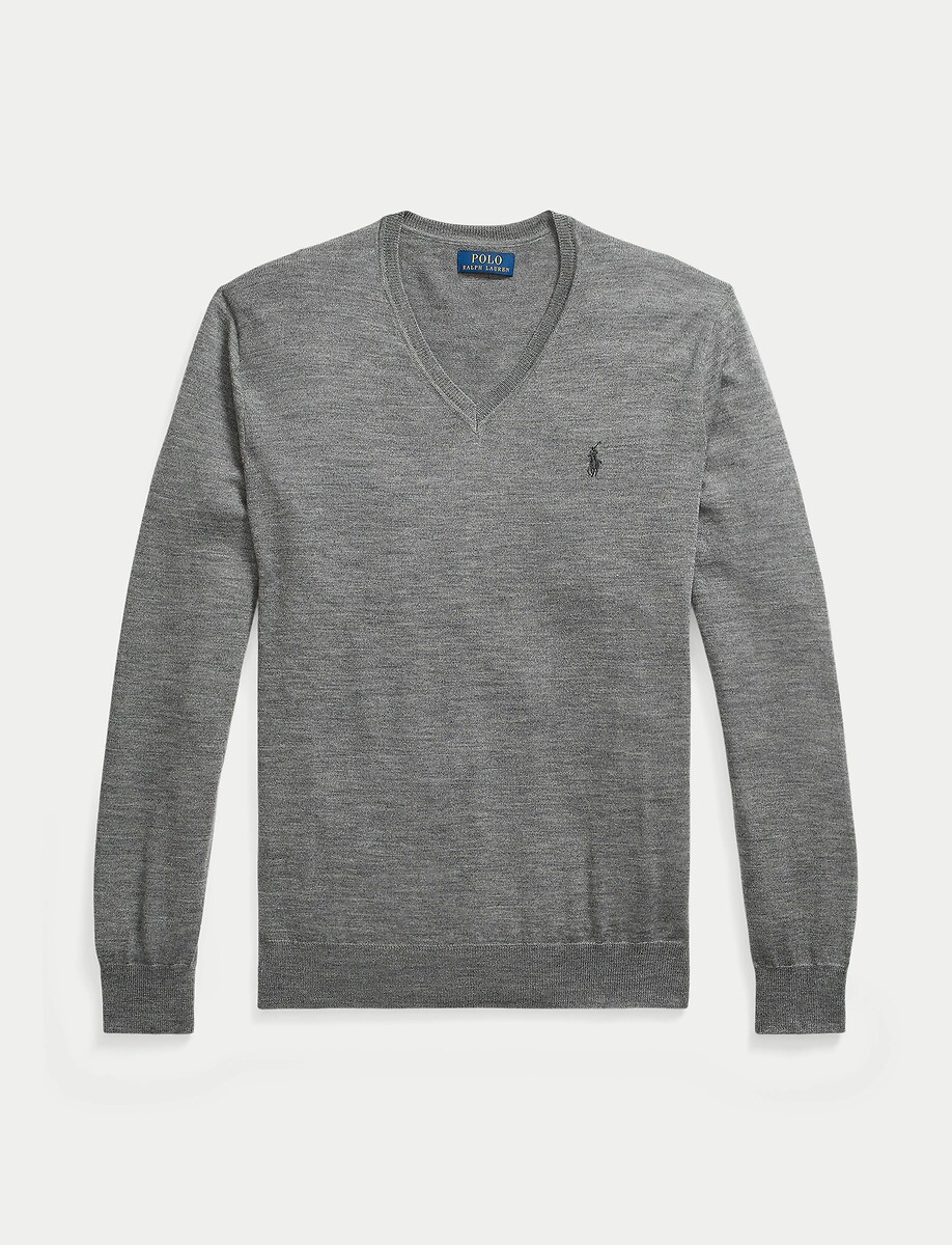 POLO RALPH LAUREN<br>Suéter com decote em V em lã merino