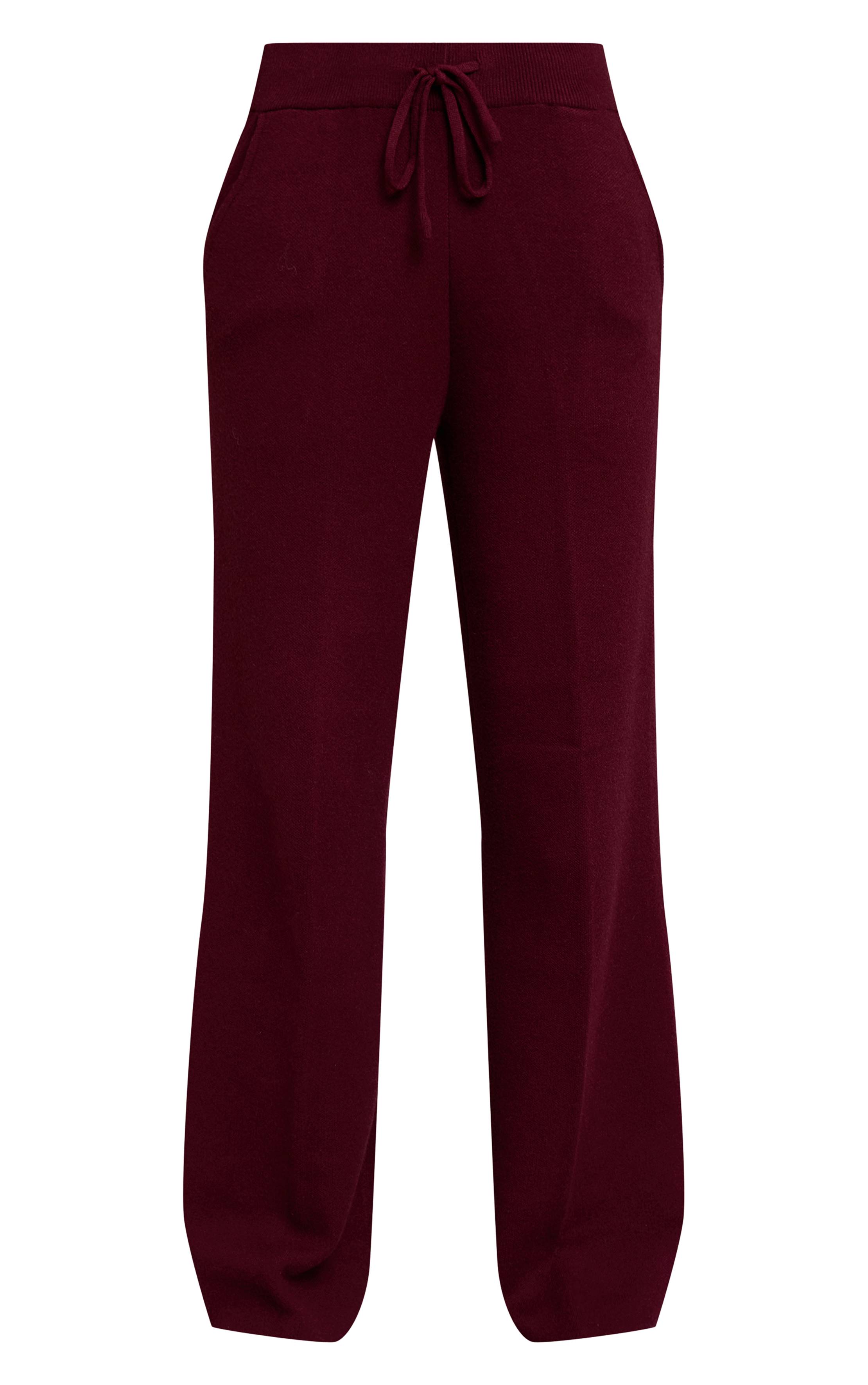 Rouge Bordeaux Pantalon Large En Maille À Cordon De Serrage