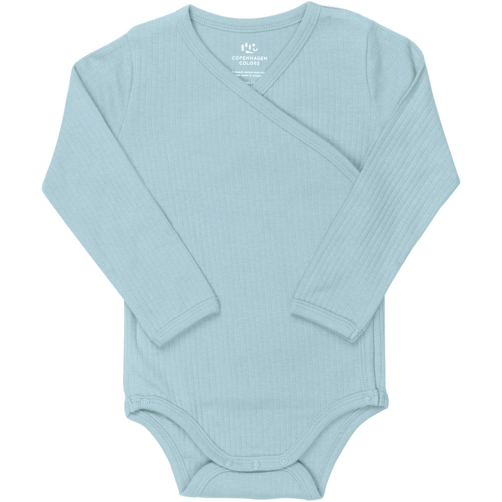 Køb COPENHAGEN COLORS Lt. Blue Baby Rib Jersey Body Crossover W. Longsleeve