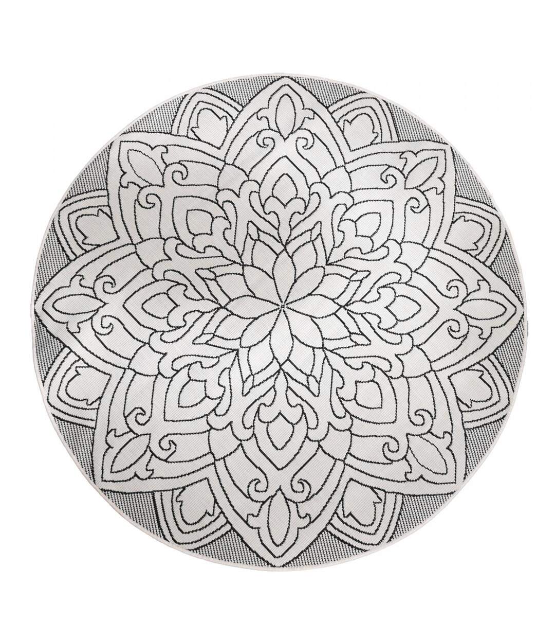 Tapis exterieur ROSACE REVERSIBLE ROND en polypropylène OEKO TEX