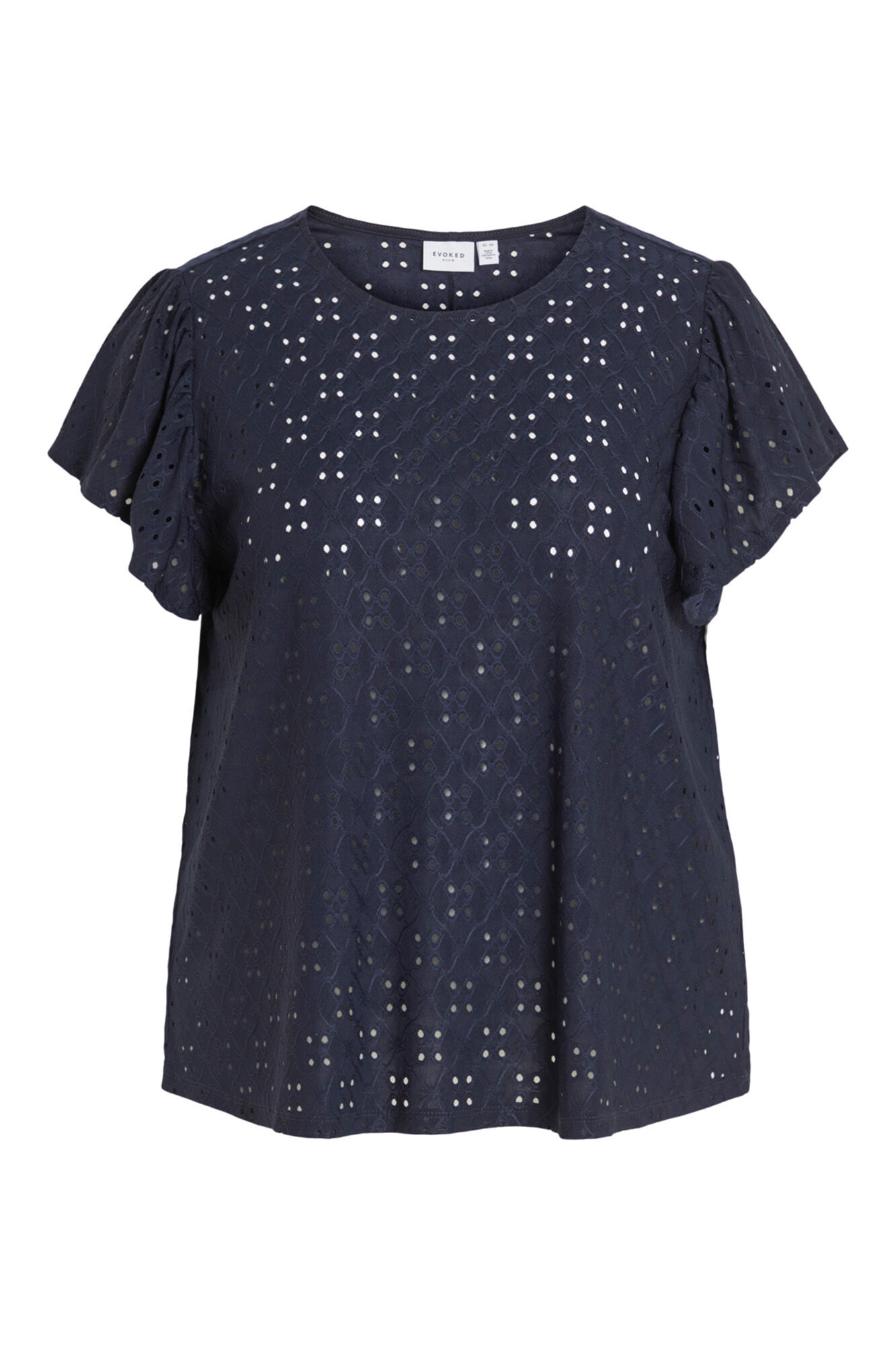 Blusa plissada de manga curta Evoked by Vila - Azul Marinho
