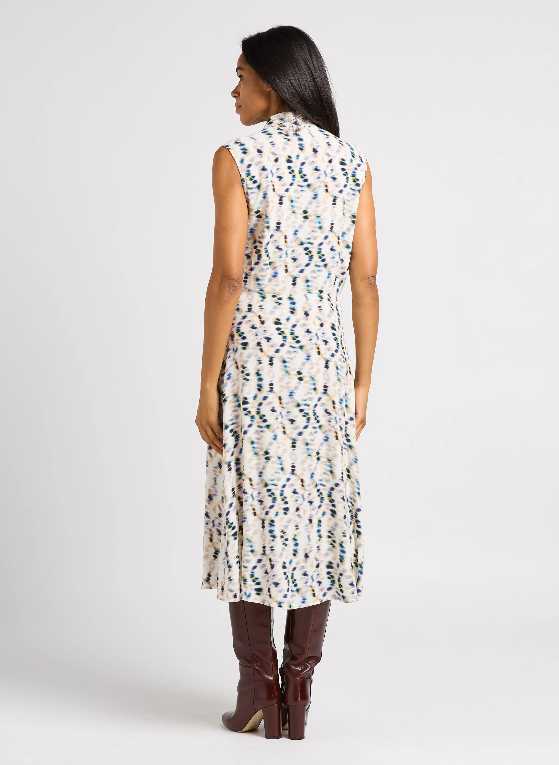 ROXY - Robe longue évasée à col V | Blanc