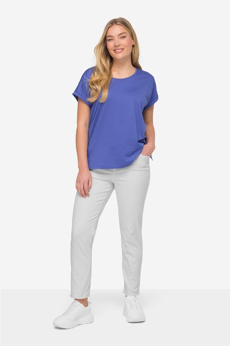 7/8-Slimhose, schmale Passform, 4-Pocket, Fransensaum, mit recyceltem Polyester