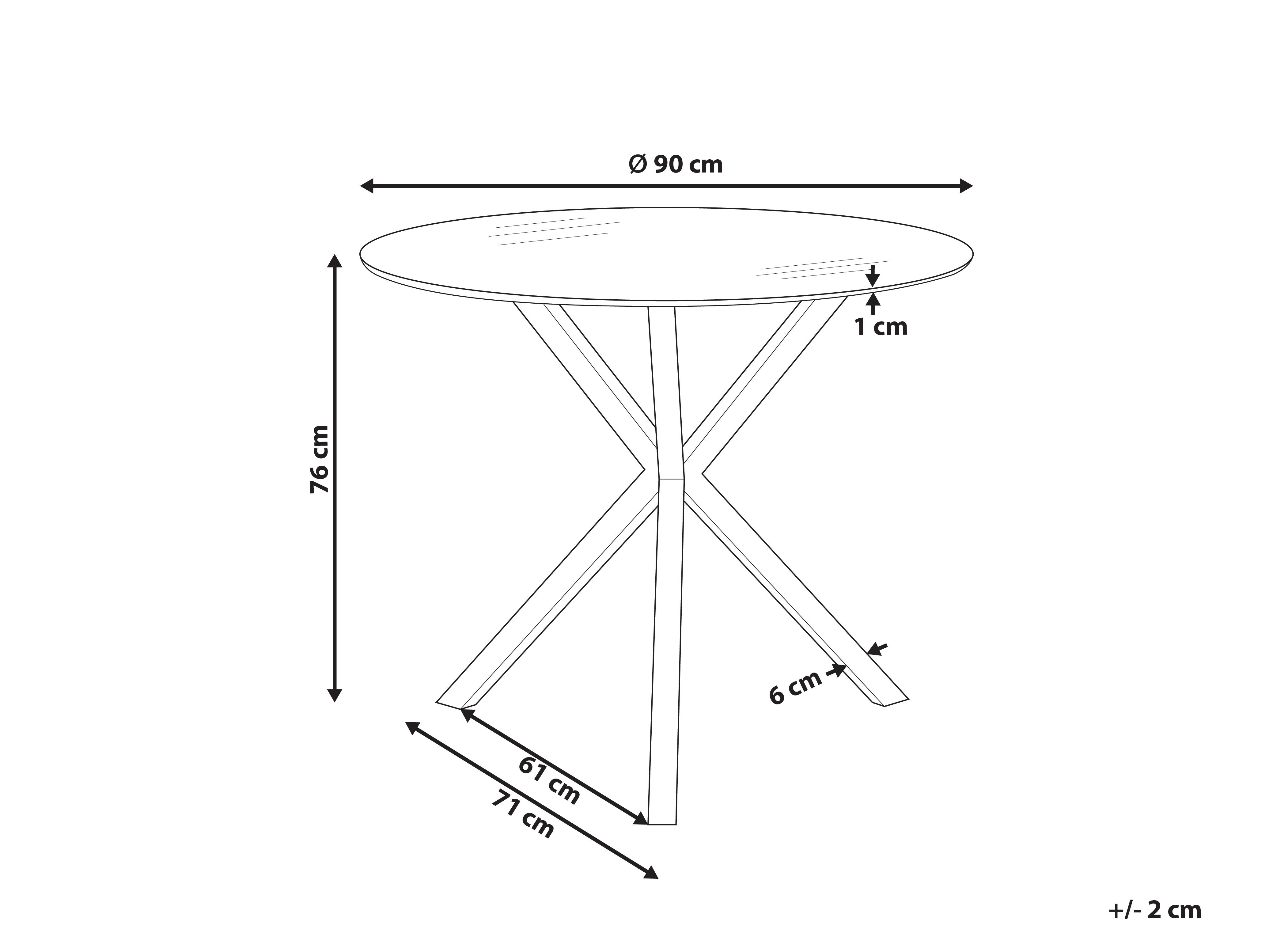 Eettafel SAVONI Goud 90 cm Veiligheidsglas 90 cm