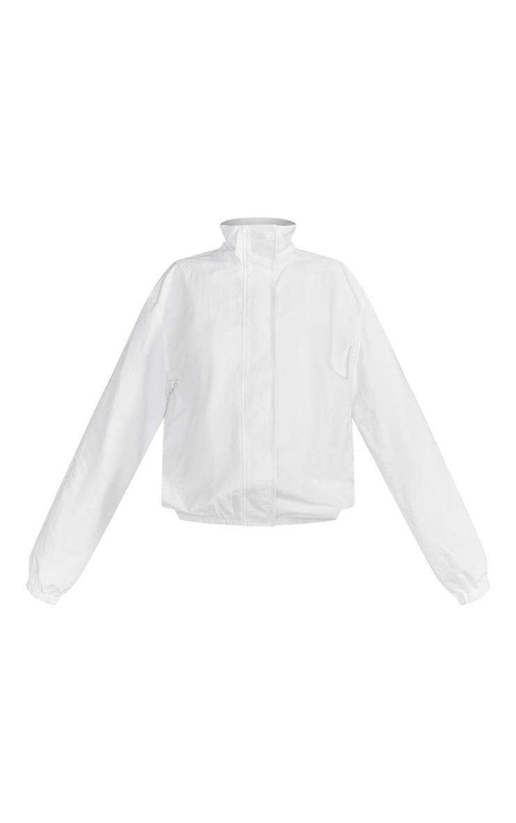 Blanc Veste À Col Montant En Tissu Shell