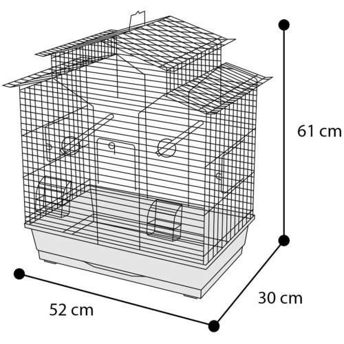 Gaiola de metal para pássaros com 3 portas, preta.