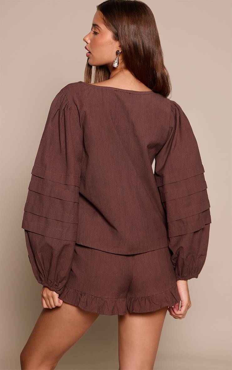 Marron Short À Volants En Coton Ensemble Coordonné