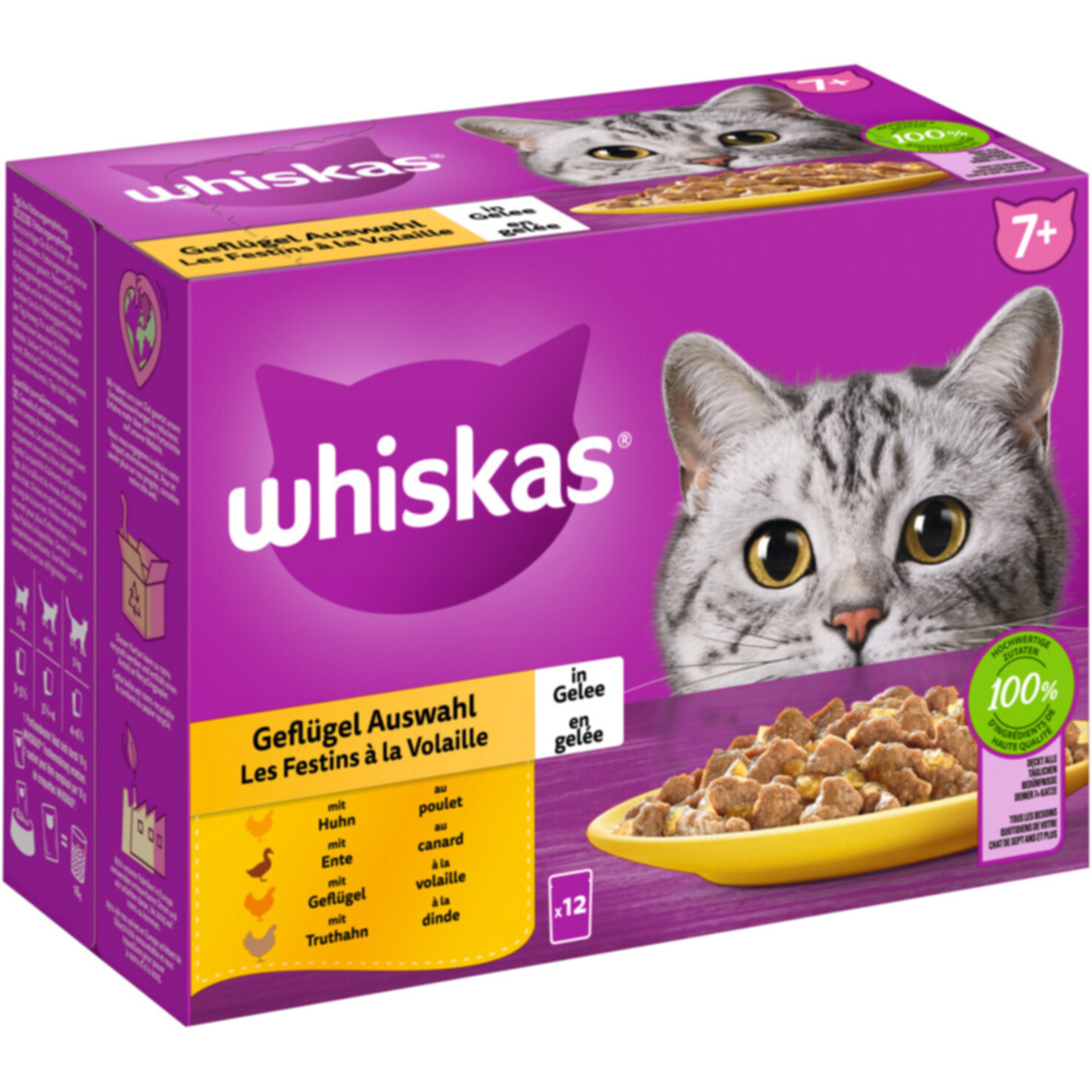Whiskas Katzenfutter in Gelée 7+ Senior Geflügel 12x85g