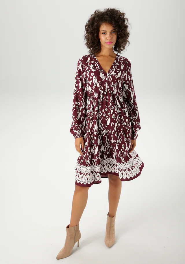 Aniston CASUAL Tunikakleid mit kunstvollem Druck und Bordüre am Saum - NEUE KOLLEKTION