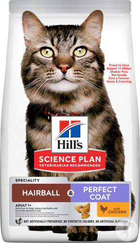 Hill's Science Plan Hairball & Perfect Coat Croquettes Chat Adulte Au Poulet Sachet 1,5kg