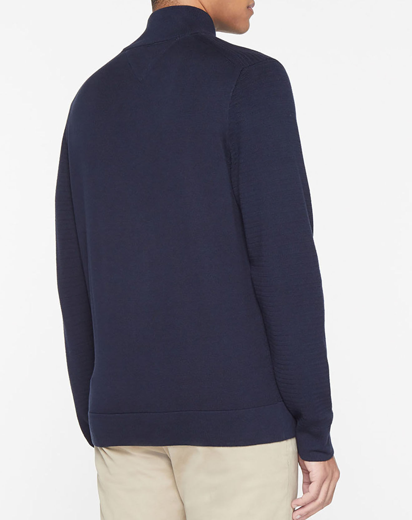 Tommy Hilfiger Gilet 100% Coton Bio fin zig zag structure bleu marine