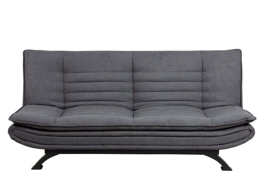 Faith sovesofa I tekstil Enjou 24 mørk grå med sort metallunderstell.