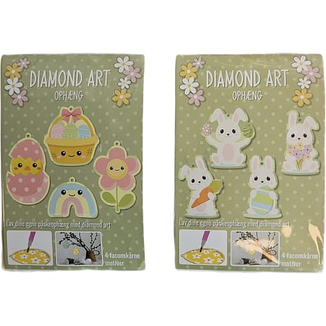 Påske diamond art ophæng 4-pak - flere varianter - assorteret