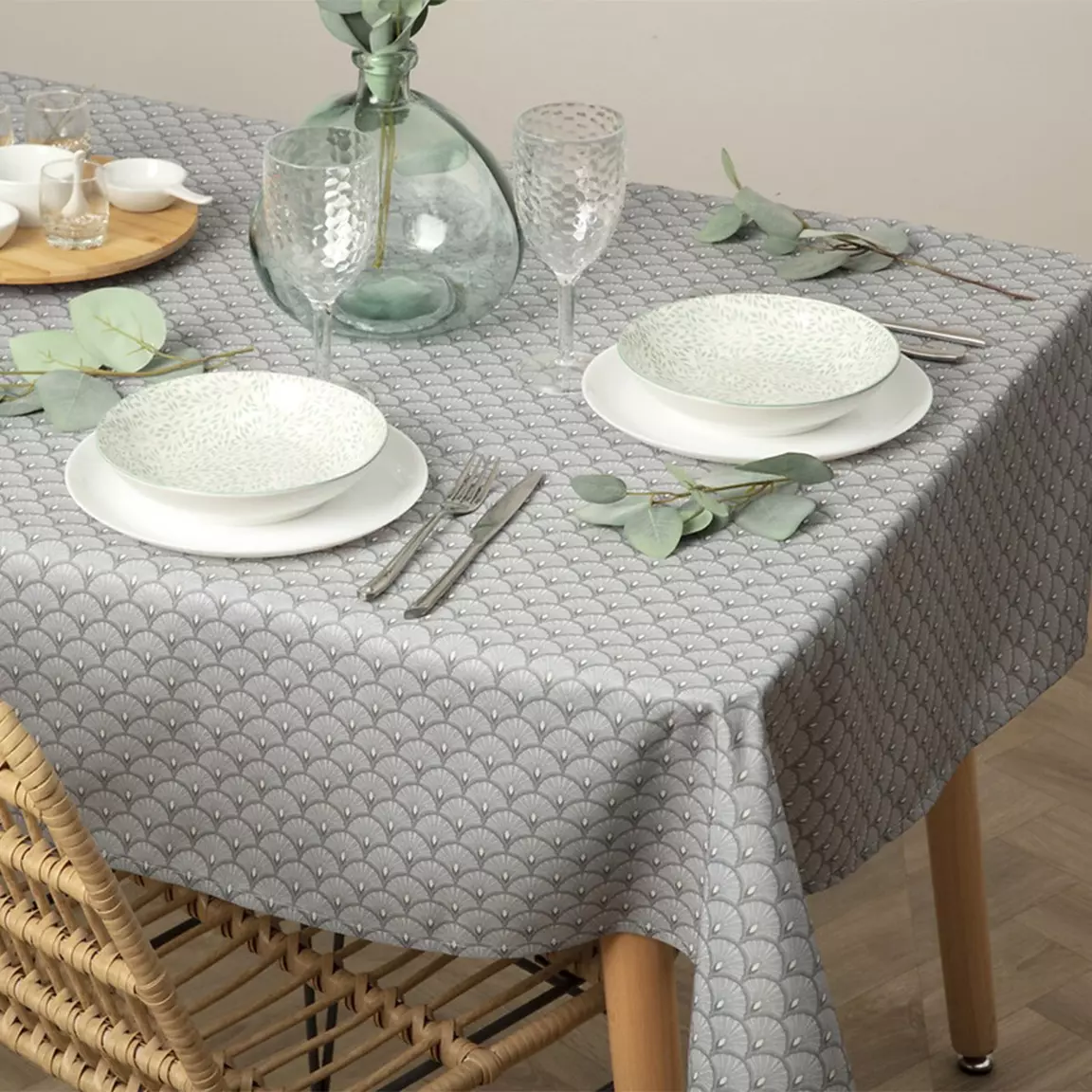 Nappe rectangulaire anti tache (150 x 300 cm) Livia Grise