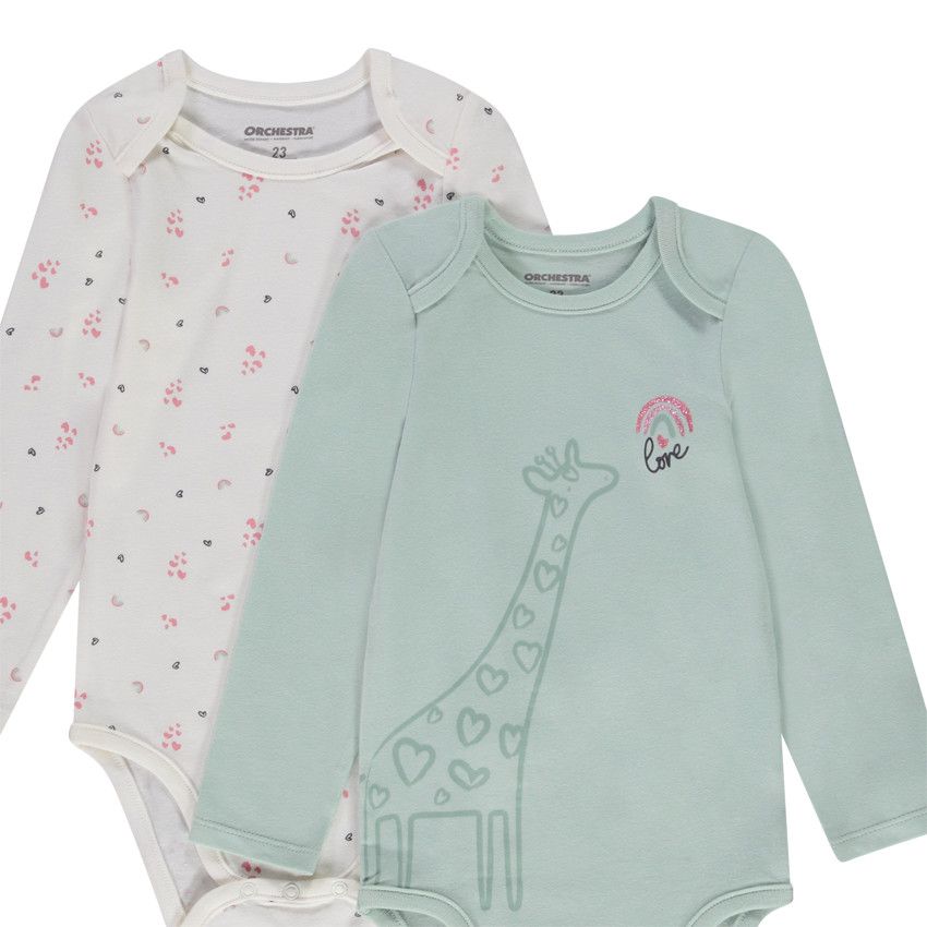 Lot de 5 bodies en jersey pour bébé fille - Ecru