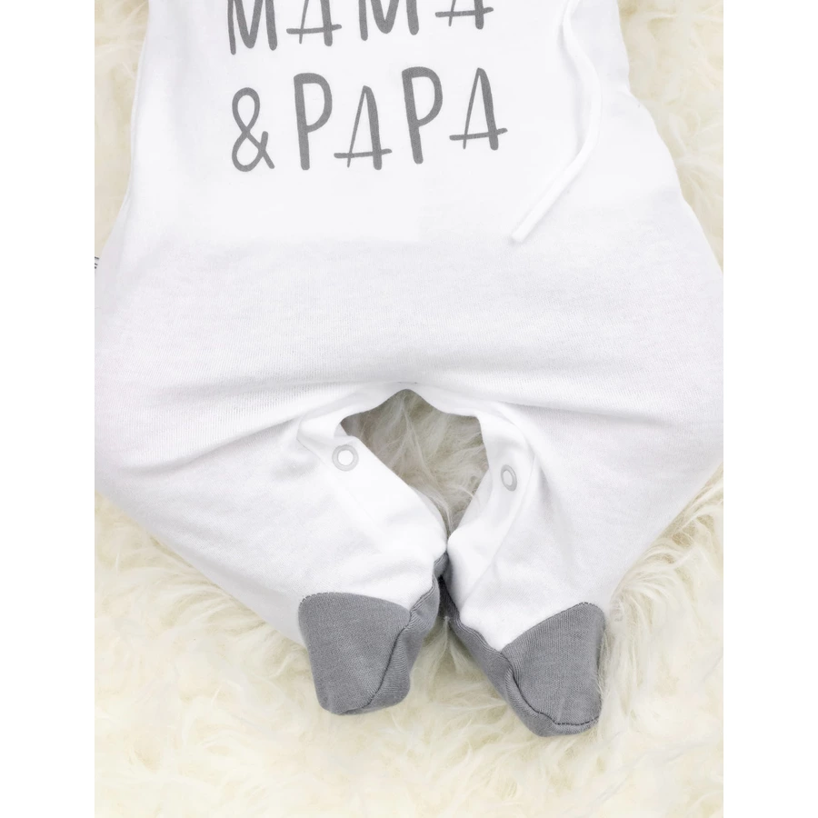 Baby Sweets 3tlg Set Strampler + Shirt + Mütze I love Mama & Papa weiß grau