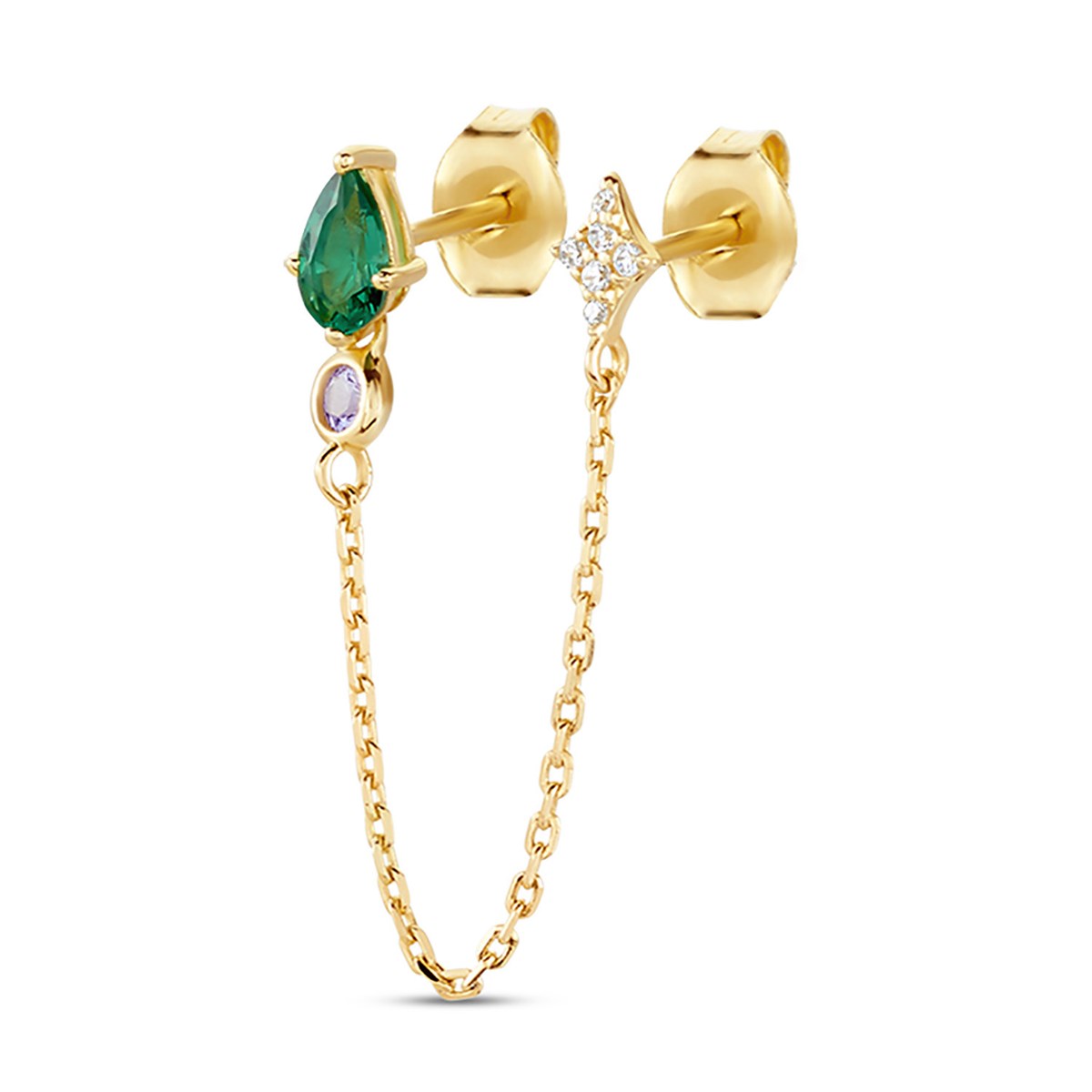 Piercing puce Agatha Astral chaîne - doré vert