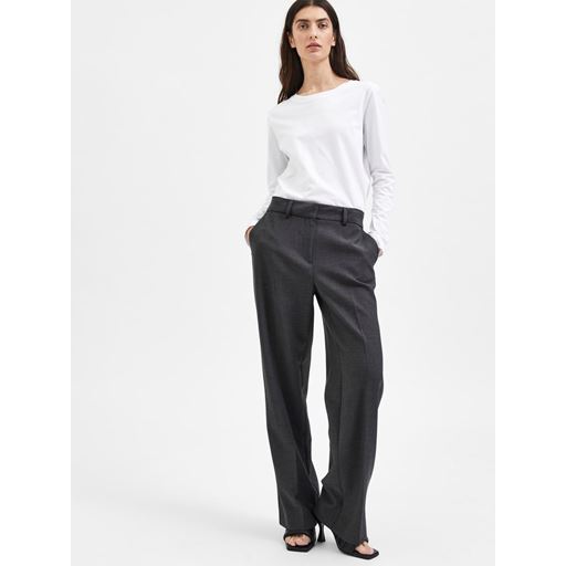 Selected Femme Rita Wide Bukser, Dark Grey Melange, 34/L32