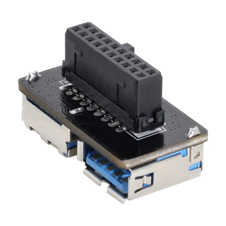 Dual USB 3.0 Buchse zu Motherboard 20/19-Pin Header Adapterplatine PCBA Konverter - Blau / Silber